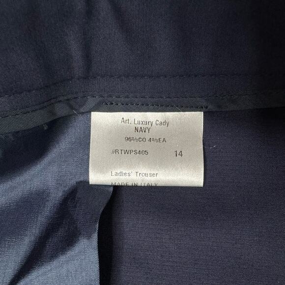 ROBERT TALBOTT *NEW* Navy Blue Cady Straight Leg Crop Trousers Slacks 14 Womens - Picture 5 of 8